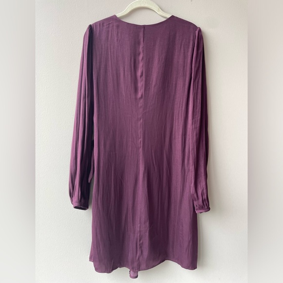 Socialite Satin Wrap Dress, Purple, Medium - Picture 3 of 3